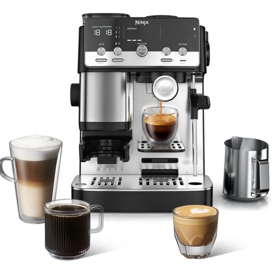 Machine à café compacte 2 en 1 NINJA Luxe - ES301EU - BaristaAssist, espresso et filtre - Noir & Inox